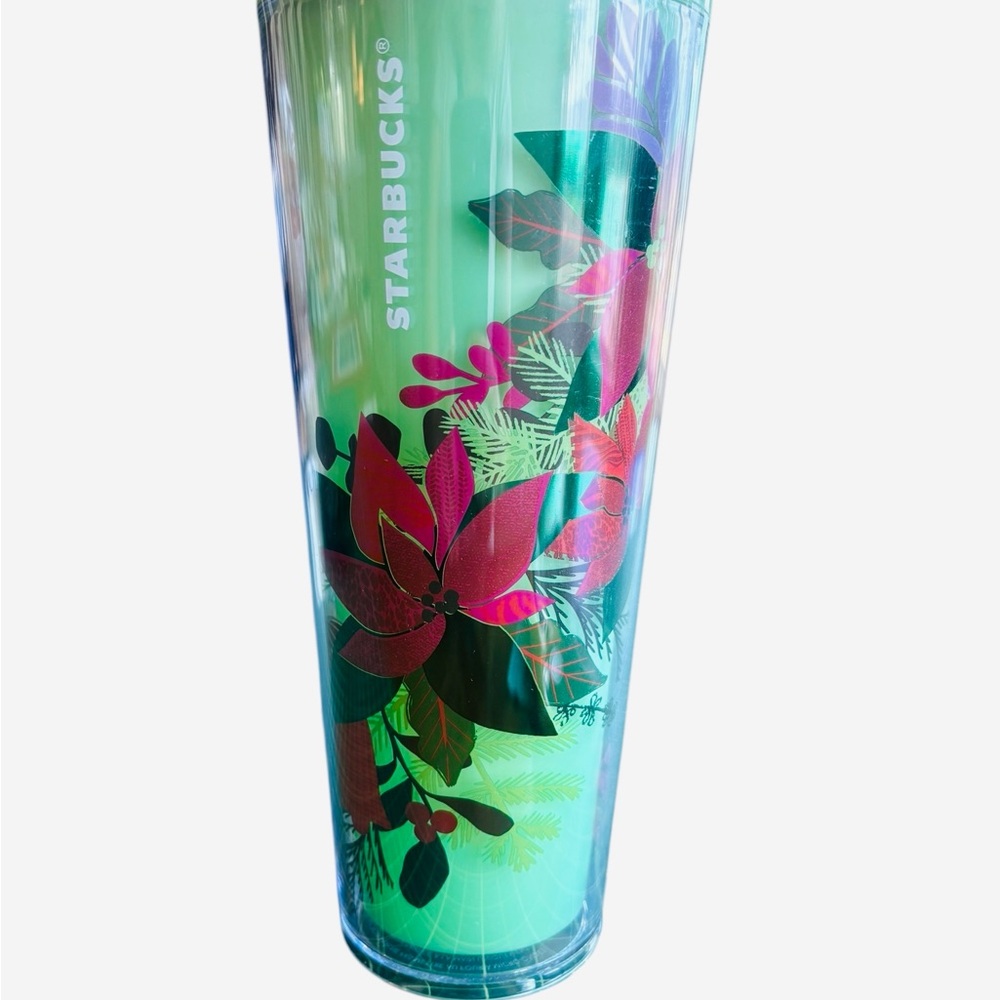 Starbucks Green and Red Floral Tumbler holiday 2021 brand new